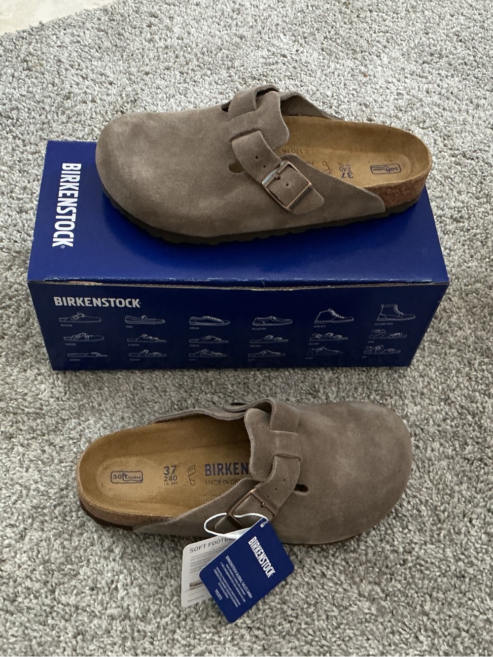 Birkenstock women ston Suede Clog — Taupe Brown